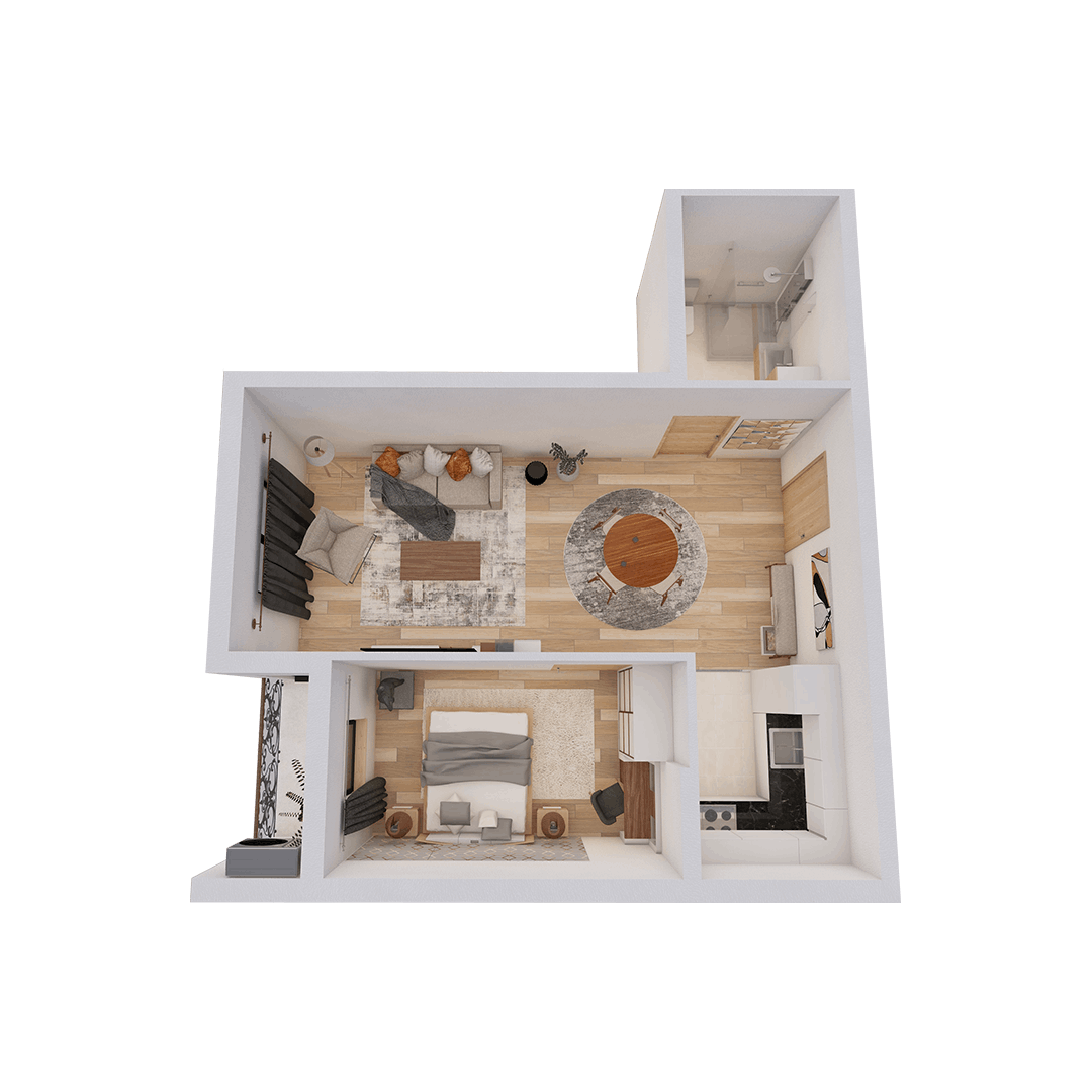 Jednoiposoban stan. Dostupan stan je u prizemlju, prvom spratu i potkrovlju.
45,76 m²