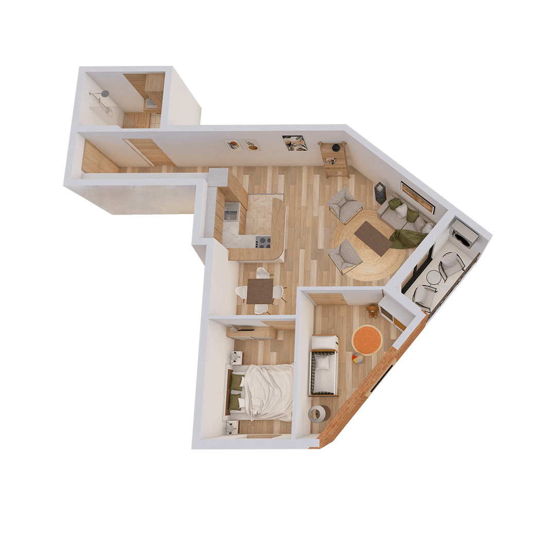 Dvoiposoban stan. Dostupan stan je na potkrovlju. 58,12 m²